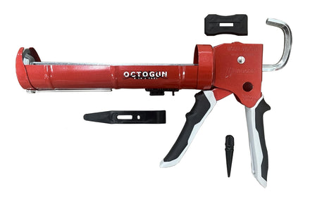 Newborn Octogun 930-GTD - Pistola de calafateo sin goteo, agarre de gatillo Gator, se adapta a cartuchos de 1/10 galón, relación de empuje 10:1, soporte de varilla hexagonal suave con herramienta más