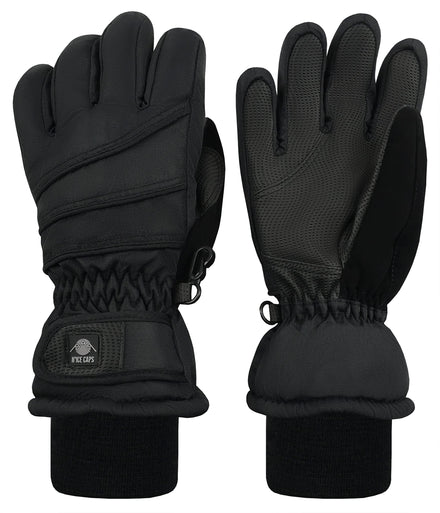 N'Ice Caps - Guantes de esquí para niños (Impermeables, con crestas) - Negro - 7-8 años