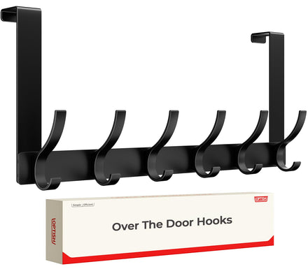 Optish Ganchos para colgar sobre la puerta, toallero para baño con 12 ganchos para abrigos, organizador de toallas para colgar sobre la puerta, accesorios de baño