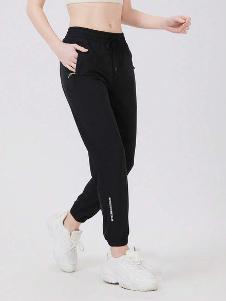 Pantalones de seda de secado rápido para mujer, pantalones deportivos de verano de seda con alta elasticidad, con bolsillos con cremallera y dobladillo con cordón, adecuados para actividades