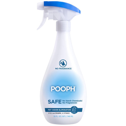POOPH® - Spray eliminador de olores para mascotas, patentado sin fragancia, sin productos químicos agresivos, elimina olores orgánicos funciona en contacto con el hogar, automóvil, tapicería y más