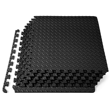 ProsourceFit Exercise Puzzle Mat 1/2-inch, EVA Interlocking Foam Floor Tiles for Home Gym, Workout Equipment, Kids Play Areas, Black, 24 SQ FT - 6 Tiles
