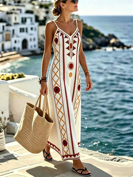 Selamara Women's Casual Sleeveless Dress with Geometric Print for Vacation