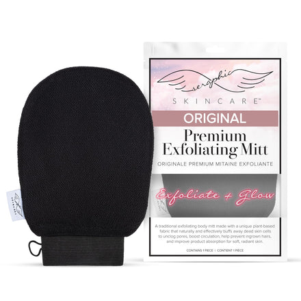 Seraphic Skincare Manopla exfoliante prémium para el cuerpo (original) (1 unidad) – 100% viscosa vegana tradicional guante exfoliante coreano Kessa – Exfoliador corporal para eliminación de