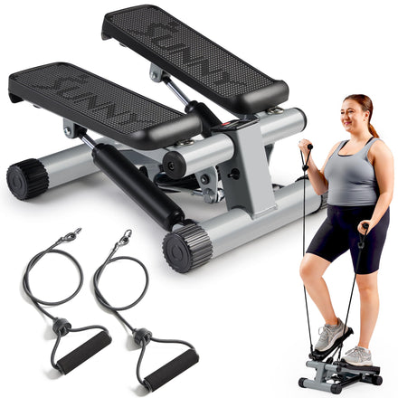 Sunny Health & Fitness Mini Stepper de Escalera con Bandas de Resistencia