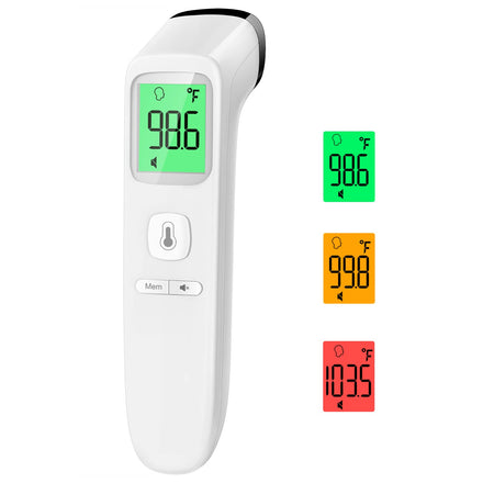 Termómetro de frente, termómetro para bebés y adultos con alarma de fiebre, pantalla LCD y función de memoria, ideal para toda la familia (blanco)