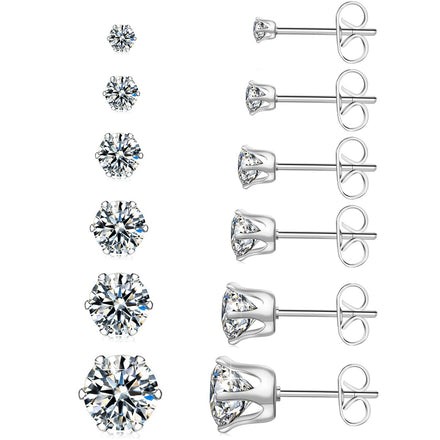 UHIBROS Conjunto de pendientes pendientes de acero inoxidable 316L con circonita cúbica hipoalergénica para mujer para hombre
