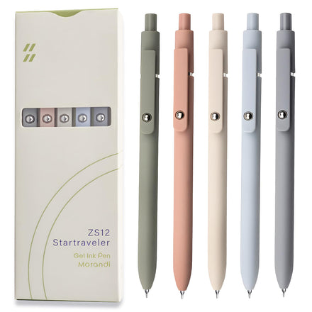UIXJODO Bolígrafos de gel, 5 bolígrafos de tinta negra de 0.5 mm de punta fina, bolígrafos de escritura suave, bolígrafos de gama alta para tomar notas, bonitos suministros escolares de oficina