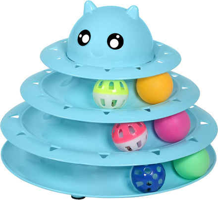 Upsky Juguete Interactivo para Gatos con Tres Bolas Coloridas interactivas para Gatitos Divertidos, Rompecabezas de Ejercicio físico Mental para Interiores