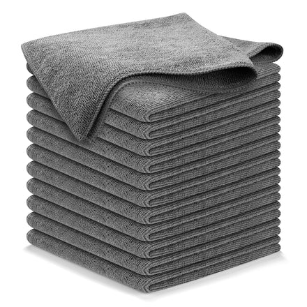USANOOKS Paño de limpieza de microfibra gris – 12 paquetes de 12.6 x 12.6 pulgadas – Alto rendimiento – 1200 lavados, toallas ultra absorbentes que tejen la suciedad y líquido para un brillo de espejo