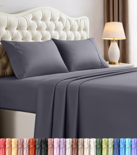 Utopia Bedding Juego de sábanas de Microfibra de 4 Piezas (Queen, Gris)