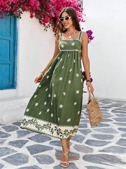 Vivid Eden Long Linen Dress for Women, Minimalist Fashion Design Suitable for Summer