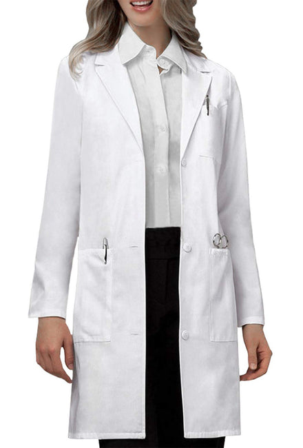 VOGRYE Bata de laboratorio profesional para mujeres y hombres, manga larga, blanco, unisex., White4, S