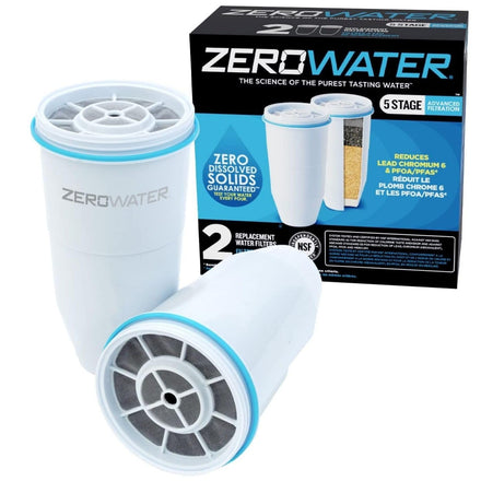 ZeroWater Cartuchos de Filtro de Agua de Repuesto (paquete de 2) Libre de BPA y certificados para Reducir el Plomo y Otros Metales Pesados