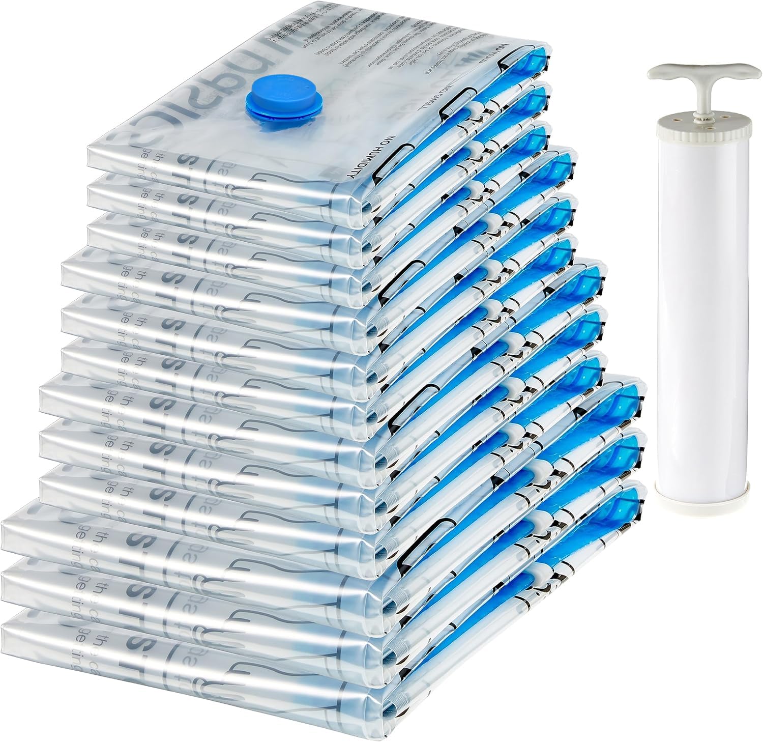 Amazon Basics bolsas de vacÃo para almacenamiento, incluyen boca para aspirador, 12 Unidad, 3 extragrandes, 3 grandes, 3 medianas y 3 pequeñas, Cremallera, Blanco