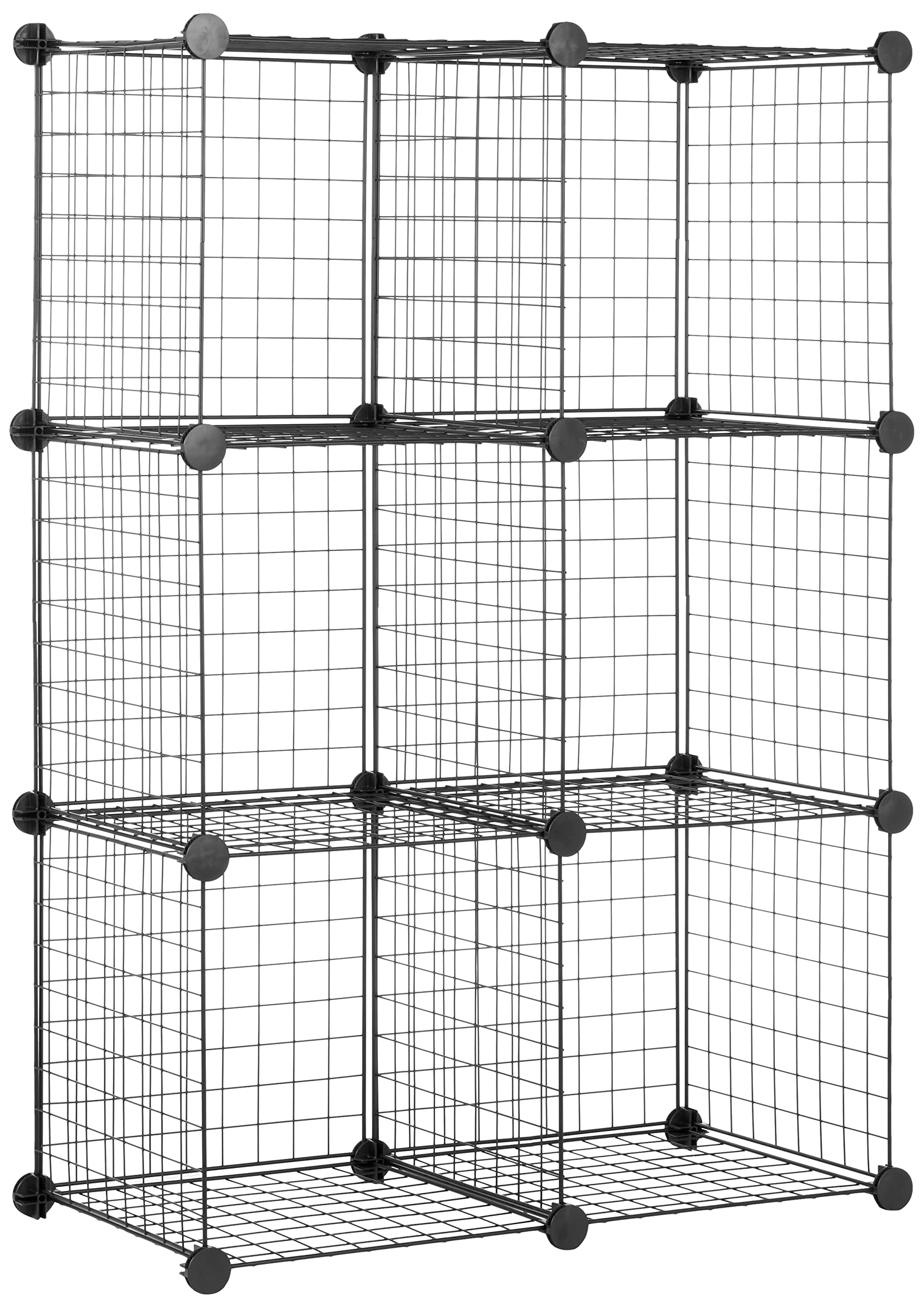 Amazon Basics Estantes de Almacenamiento, Seis Cubos, de Alambre, 6 ripiani, Negro, 37 D x 77 W x 114 H cm