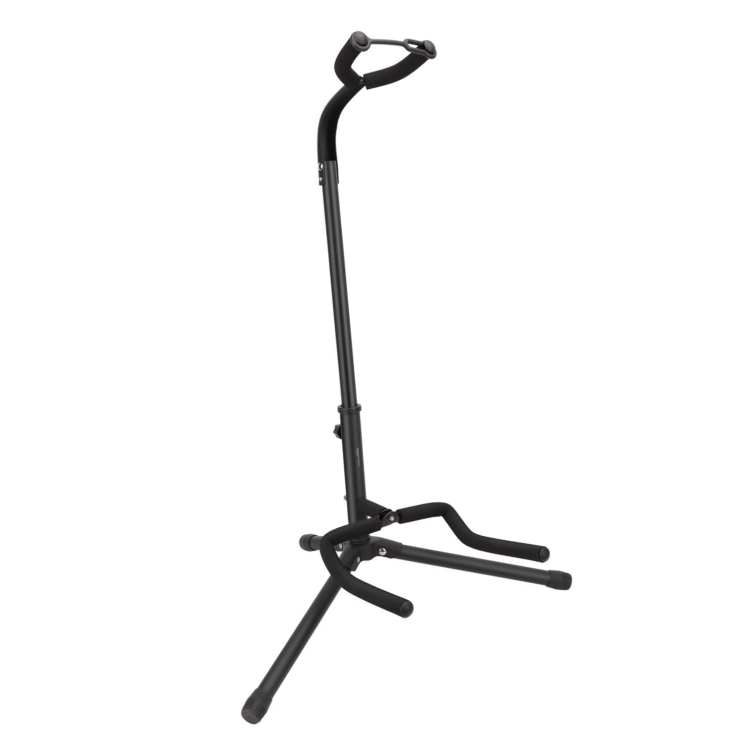 Amazon Basics Soporte Portátil Plegable para Guitarra, Diseño de TrÃpode Ligero con Acolchado Antideslizante, Altura Ajustable para Guitarras Acústicas, Eléctricas y Bajos, Negro
