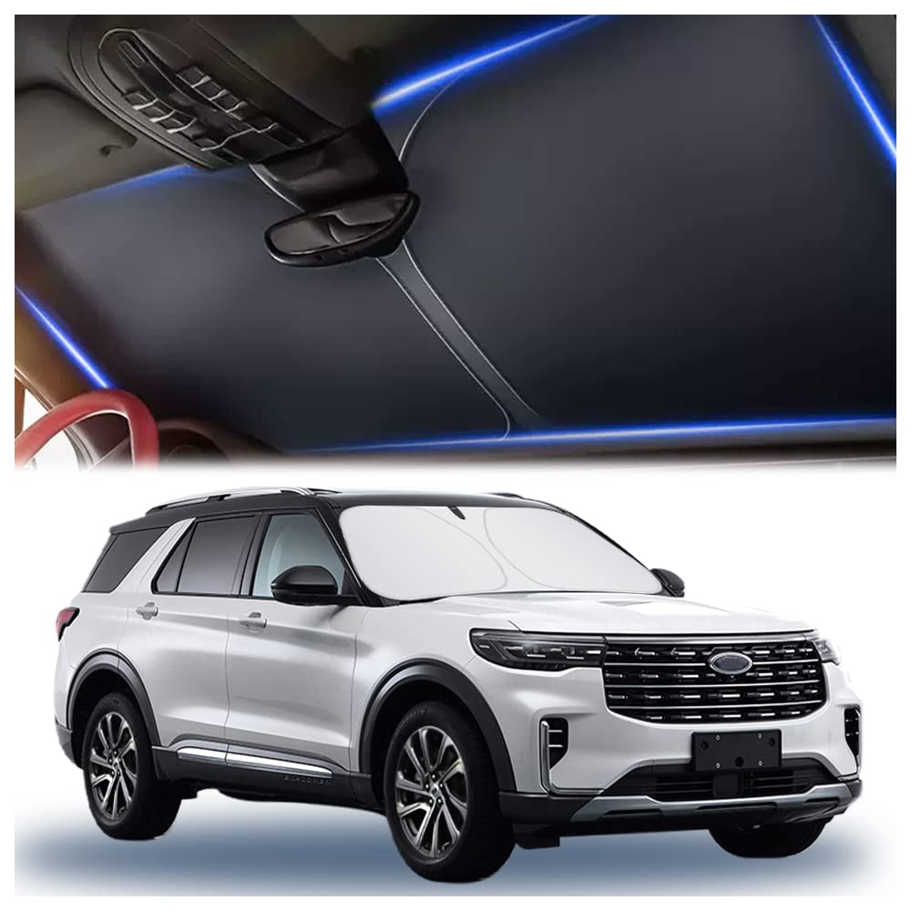 Aokdom Parasol de Vidrio Grueso 240T para automóvil y Viene con Bolsa de Almacenamiento, Mantiene el Interior del Coche Fresco, Parasol Universal para Parabrisas (57.1 x 31.5 Pulgadas)