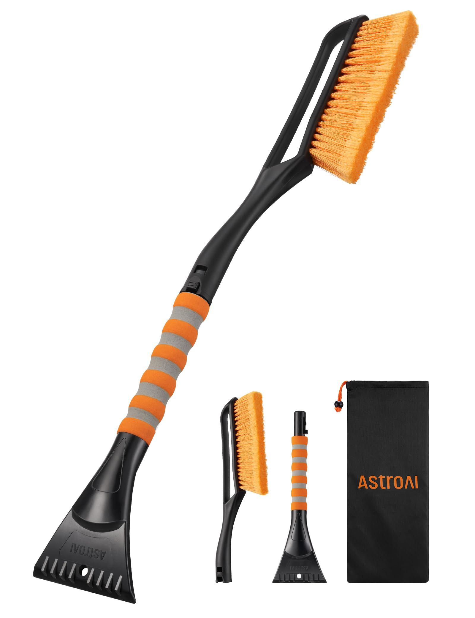 AstroAI Kit de Herramientas de Limpieza Lavado de Autos Trapeador Eliminador Cepillos para Nieve Raspador de Vidrio Desmontable para Automóviles 2 en 1 Mango de Espuma Escurridor Antiescarcha