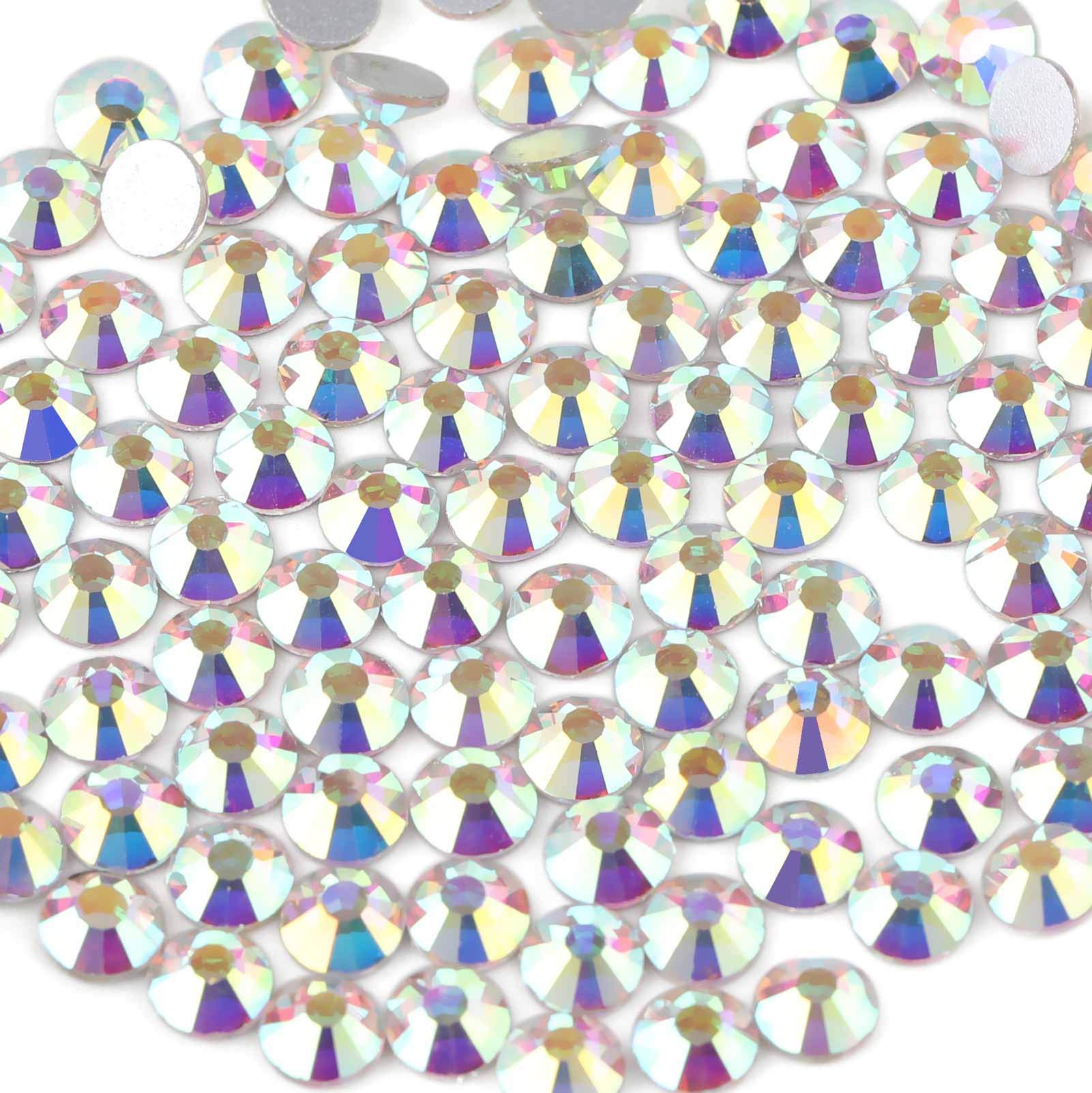 Beadsland 1440 Piezas de Diamantes de imitación de Cristal con Parte Trasera Plana,Gemas Redondas para Arte de uñas y Manualidades,Cristal Blanco AB,SS20,4.6-4.8 mm