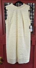 Vestido midi sin mangas crema Signature by Robbie Bee para mujer corbata trasera talla S nuevo con etiquetas