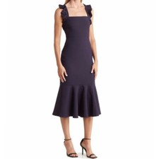 Vestido Likely Hara con volantes dobladillo con volantes en azul marino para mujer 14 nuevo con etiquetas