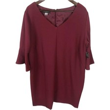 Nuevo con etiquetas Vestido Simply Styled By Sears Rojo Borgoña Para Mujer XL Manga Trompeta