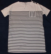 Petit Bateau Vestido de Anillas Marinero NUEVO Blanco Marino Anudado T. 1 o 2