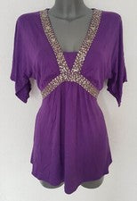 Vestido corto mujer manga 3/4 morado talla: S