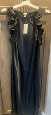 Vestido largo dividido de poliéster negro A New Day para mujer con diseño de volantes manga larga