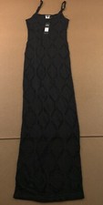 Maxi Vestido de Moda Nova Para Mujer Pequeño Negro Tejido Abierto Sin Mangas Besado al Sol Nuevo con Etiquetas