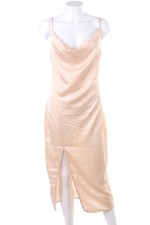 PRETTYLITTLETHING Abendkleid Cocktailkleid Satin Schlitz UK 10 = D 36 NEU