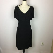 Nuevo con etiquetas Vestido Vaina Connected Apparel Talla 8 Mujer Negro Tejido Cuello en V Manga Corta