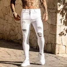 Pantalones Para Hombres De Vestir Elegante Moda Pantalón Vaquero Jeans Rasgados