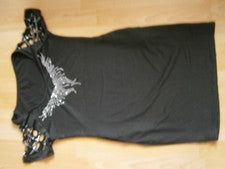 Vestido con lentejuelas negro, talla M, elástico, poliéster