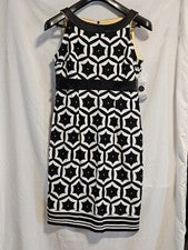 Nuevo con etiquetas Vestido Vaina London Times Sin Mangas Blanco y Negro Para Mujer 10