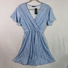 Mini Vestido Fensace Fit & Flare Estilo Envolvente Para Mujer Talla M Azul Nuevo con Etiquetas