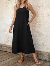 Vestido largo liso negro