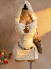 Soleia Minivestido de Lentejuelas con Escote Profundo y Capucha, Sexy para