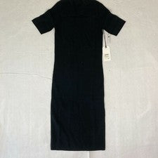 Vestido recto Nordstrom Leith para mujer negro manga corta dobladillo recto talla pequeña
