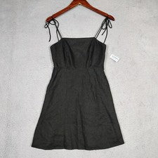 Vestido para mujer Old Navy pequeño negro mezcla de lino con tirantes en la espalda línea A nuevo con etiquetas