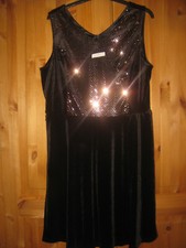 Vestido de terciopelo para mujer Laura Torelli talla L negro/brillo elástico "cóctel" lindo
