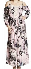 Vestido Para Mujer Talla 16 Floral Rosa Diseño Ciudad Chic Corbata Cintura Hombro Frío