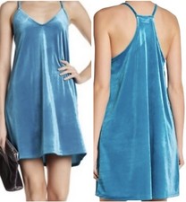 Vestido Abound espalda cruzada para mujer talla M azul turquesa tirantes de espagueti terciopelo NUEVO