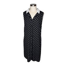 Vestido recto NANETTE LEPORE negro crema lunares sin mangas para mujer talla 10 nuevo con etiquetas