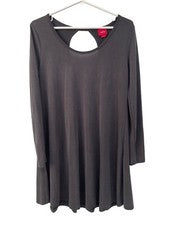 Mini Vestido Daytrip Corte Espalda Manga Larga Para Mujer S Cuello Redondo Gris Minimalista NUEVO