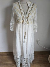 MADE IN ITALY bonito maxivestido boho crema talla 38 40 42 NUEVO