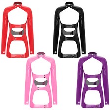 Lencería de mujer vestido brillante club nocturno Catsuit disfraces desnudos abrir cuello alto
