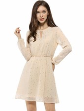 Vestido Allegra K Mujer Vintage Brillante Estrella Línea A Cuello en V Verano