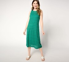 Vestido para mujer Susan Graver talla grande 1X pasaporte tejido regular ganchillo verde A649319